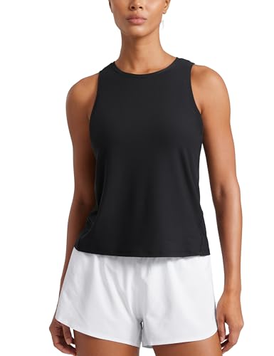 CRZ YOGA Cloudweight Crew Neck Workout Tanks Lightweight Athletic Gym Tops for Women Soft Basic Running Sleeveless Shirts