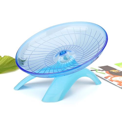 Silent Running Wheel for Small Animals, 12 Inch Flying Saucer Design, Exercise Wheel for Hamsters, Guinea Pigs, Hedgehogs, Blue