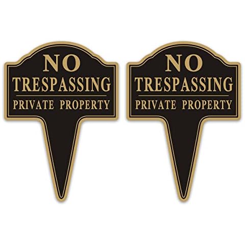 No Trespassing Private Property Sign, Yuntarda 2-Pack 10”x14” Yard Sign with Integrated Stake Rust-free Aluminum Metal Sign Waterproof for Outdoor Use Cover