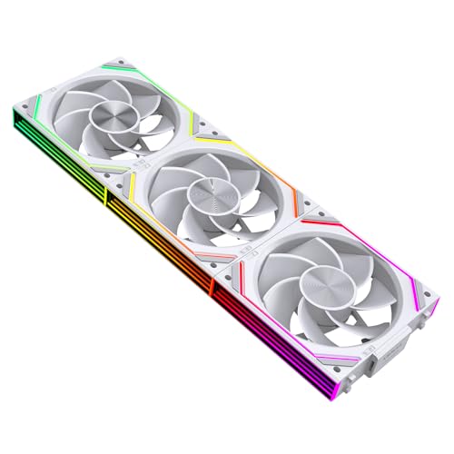 Image of PC Fan JM-V2 RS 120 Infinity Mirror Module Daisy-Chain ARGB Fan 120mm Triple Pack Suitable for Computer Case & 360mm AIO Cooler (White Reverse)