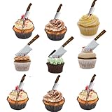 Halloween Knife Tool Cupcake Toppers Bloody Horror Blood Knife Cake Decorations for Halloween Party Supplies