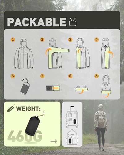Image of 33,000ft Packable Rain Jacket for Women Waterproof Raincoats with Hood