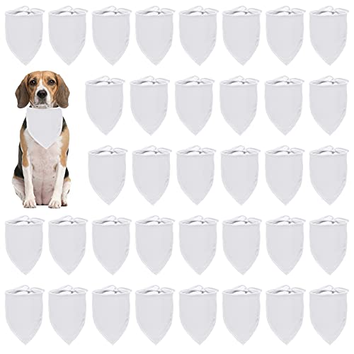 HACRAHO Blank Dog Bandanas, 36 PCS DIY Pet Bandanas White Dog Triangle Bibs Scarf for Small Medium Dogs