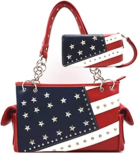 American Flag USA Stars and Stripes Patriotic Leather Purse Women