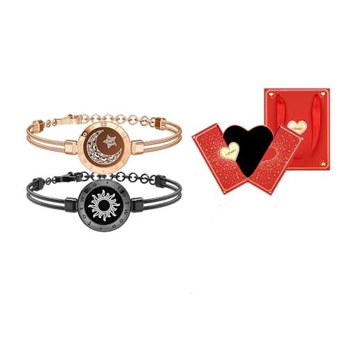 Image of TOTWOO Long Distance Touch Bracelets for Couples, Vibration & Light up for Love Couples Bracelets | Long Distance Relationship Gifts for friend Bluetooth Pairing Jewelry