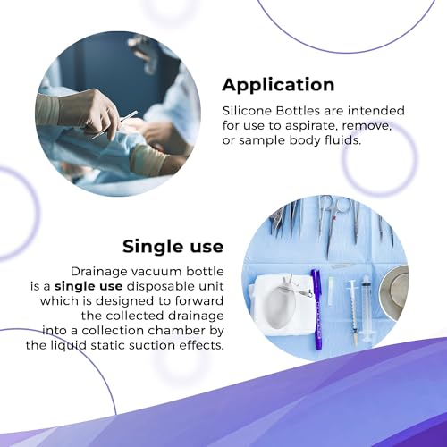 Image of AMZ Medical Supply Wound Drainage Bulb 200 ML. Oval Shape Silicone Bulb Evacuator Medical Suction. Surgical Drainage Bulb. Needle-Free Wound Drainage Reservoir for Closed Wound.
