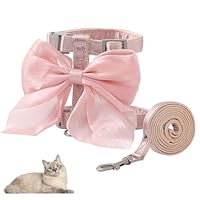 BSITSSS Katzengeschirr mit Leine Ausbruchsicher, Rosa Katzenleine mit Geschirr für Katzen, Große Fliege Katzen Geschirr Set mit Leine für Katzen Kätzchen Kleine Hunde Puppy Kaninchen