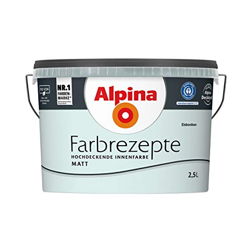 Alpina Farbrezepte Innenfarbe – Eisbonbon matt – Wandfarben für einzigartige Farbwirkungen und Raumstimmungen – atmungsaktiv, tropfgehemmt und strapazierfähig – 2,5L