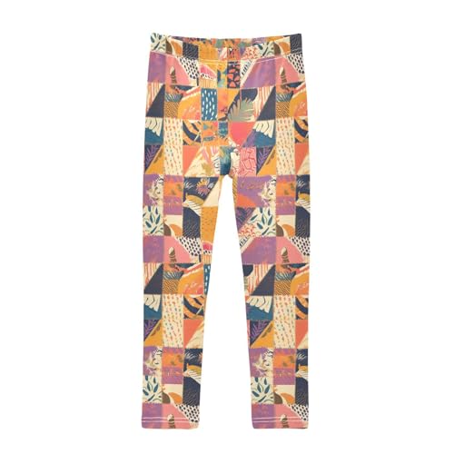 Colored African Patchwork Motifs Kids Baby Girls Cotton Pants Fashion High Waisted Lounge Pants Exercise