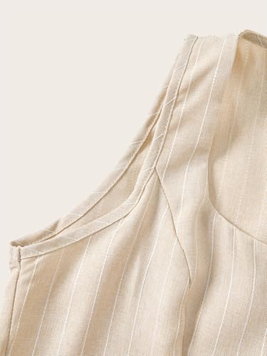 Women's Striped Button Up Blazer Vest Elegant Square Neck Tie Back Business Casual Waistcoat4