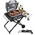 MOASKER Collapsible Grill Stand for Ninja Woodfire Outdoor Grill OG700/800/900 Series & OO101 Outdoor Pizza Oven Stand, Foldable Grill Cart for Blackstone 17/22 Griddle Stand, with Wheels & Side Table