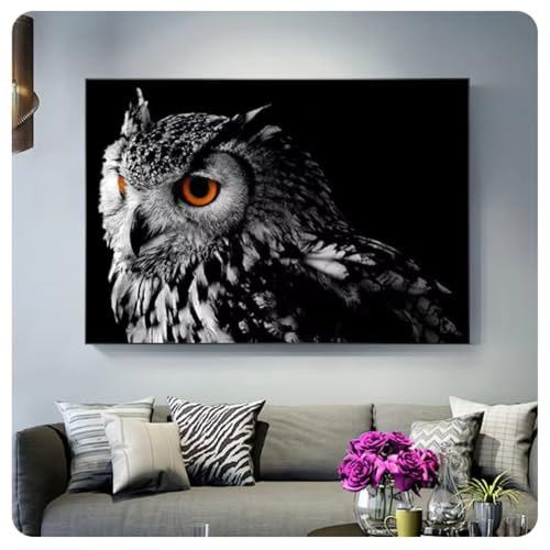 Impression HD sur toile hibou noir et blanc affiche artistique haut de gamme