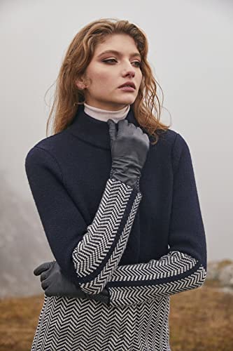 Herringbone Cardigan For Women Made Of Blend Wool Coat (Navy, X-Large) #TOP1