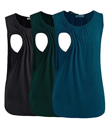 Image of Smallshow Women's Maternity Nursing Tank Tops Breastfeeding Clothes 3-Pack