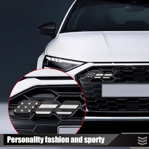 Image of 1 PC Car Slotted Grille Decorative Label, 4.72 inch x 0.98 inch Thickened ABS Sports Style Center Grille Three-color Label, Personalized Accessory, for Toyota Tacoma 4Runner (Black #American Flag)