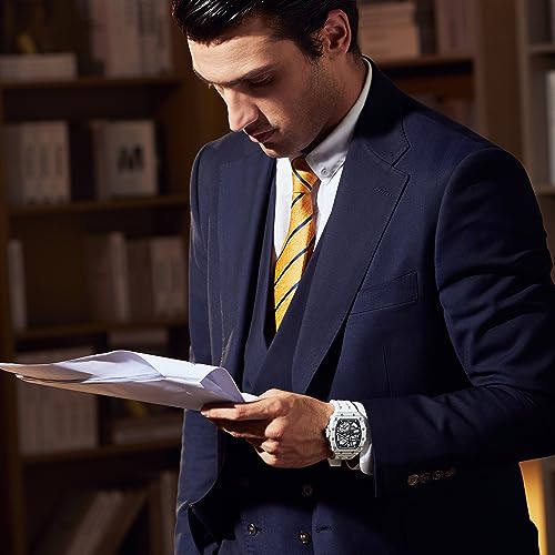 Image of TSAR BOMBA Men's Automatic Watch Tonneau Luxury Skeleton Watches for Men Mechanical 50M Waterproof Analogue Watches Mens Unique Cool Square Big Face Dial Wristwatch with Silicone Strap Band
