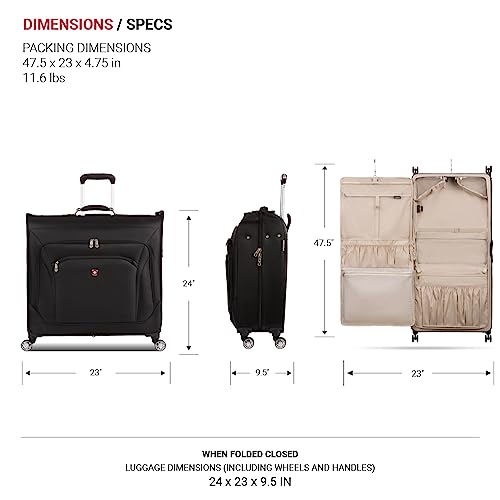 SwissGear 7895 Premium Rolling Garment Bag, Black, Carry-On Spinner Edition, 7895 Premium Rolling Garment Bag by SwissGear - Image 6