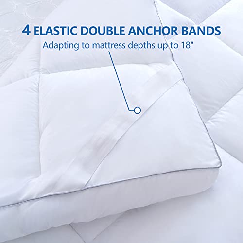 Mattress Topper King Size Cooling Plush Pillow Top Mattress Pad Feather