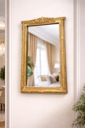 Image of Ornate Mirror Rectangular Baroque Style Decorative Carved Frame Antique Finish Home Decor