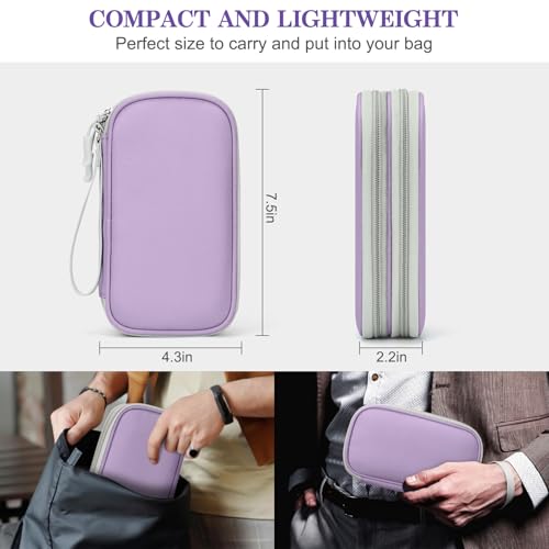 Image of FYY Electronic Organizer, Travel Cable Organizer Bag Pouch Electronic Accessories Carry Case Portable Waterproof Double Layers All-in-One Storage Bag for Cable, Cord, Charger, Phone,-Light Purple