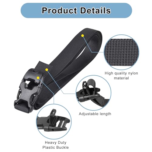 Image of Vigorport Utility Straps Quick Release Nylon Backpack Accessory Bag Strap,Adjustable for Hiking,Travel,Outdoor Sports-4 Pack (Black, 1 inch W-96 L)
