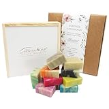 CABRERIZO SOAP 9 Jabones Naturales Artesanos, Estuche jabones para regalar - Caja de madera con Jabones Artesanales de Aceite de Oliva, Pastillas de Jabón Cara y cuerpo - 9 x 80 gr. Proceso en frío