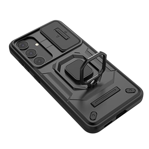 Image of SHINESTAR Tough Armor Samsung S24 5G Bumper Back Case Cover | Ring Holder & Sliding Camera Shield Cover | 360 Degree Protection Back Case Cover for Samsung Galaxy S24 5G (Black)