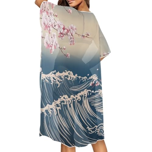 Salida de baño de gasa ligera estilo kimono para ropa de resort 5