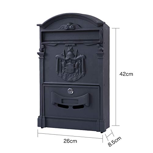Fine Art Lighting Cast Aluminum Wall Mounted Mailbox, Medium, Black #TOP1