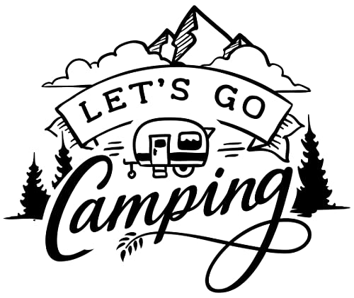 Samunshi Lets Go Camping Schriftzug Aufkleber Sticker Autoaufkleber Scheibenaufkleber Motorradaufkleber - 10x8 3cm schwarz