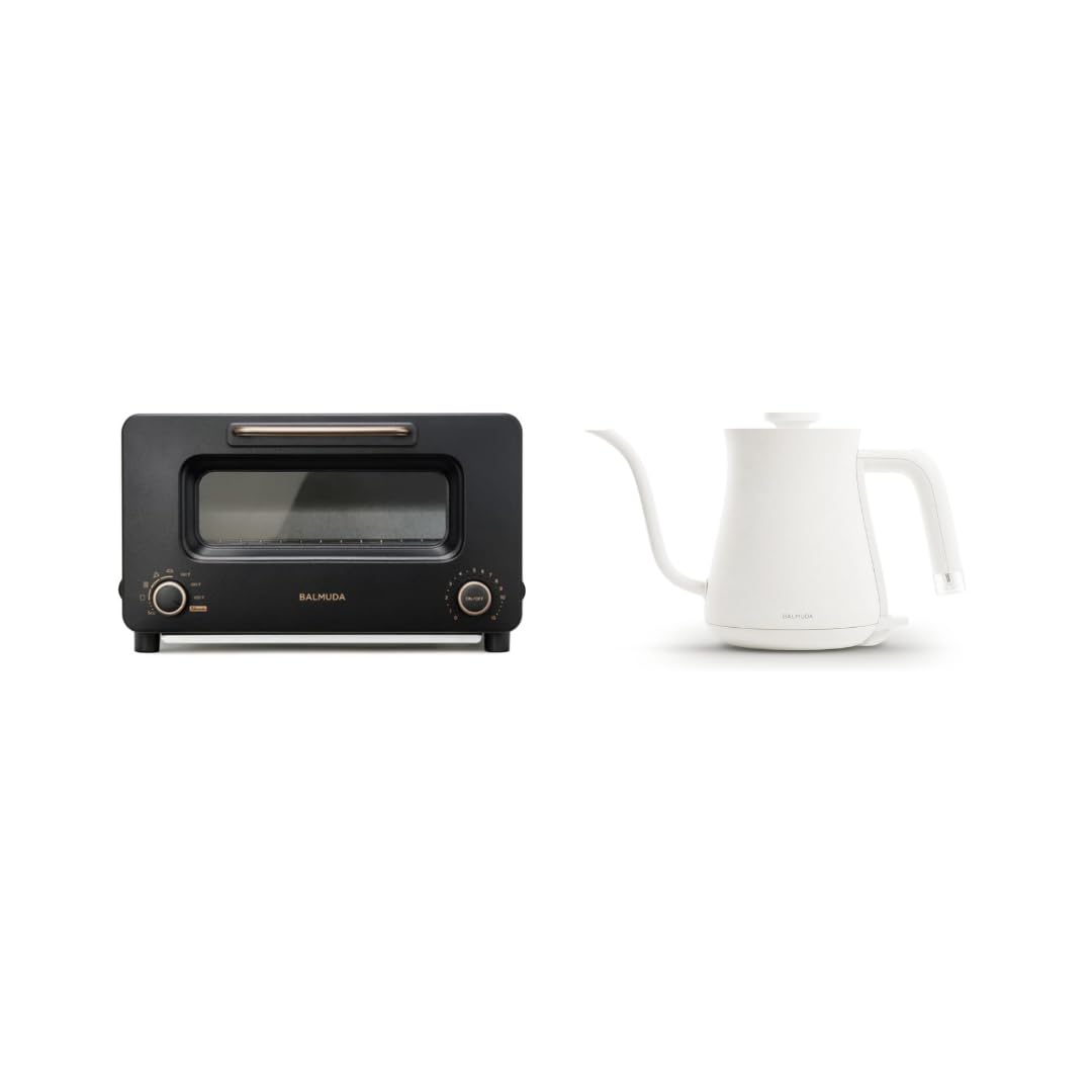 BALMUDA Combo Pack: The Toaster Pro Black & The Kettle White | Steam Oven Toaster & Electric Gooseneck Kettle