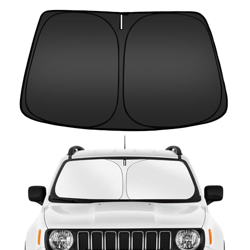 Image of ARISMOTOR Windshield Sun Shade for Jeep Renegade 2015-2024, Custom Fit Foldable Front Window Sunshade Sun Visor Protector, Block UV Rays Keep Your Car Cooler
