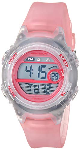 Armitron Sport Women's Digital Chronograph Black Resin Strap Watch 33.5mm Pink