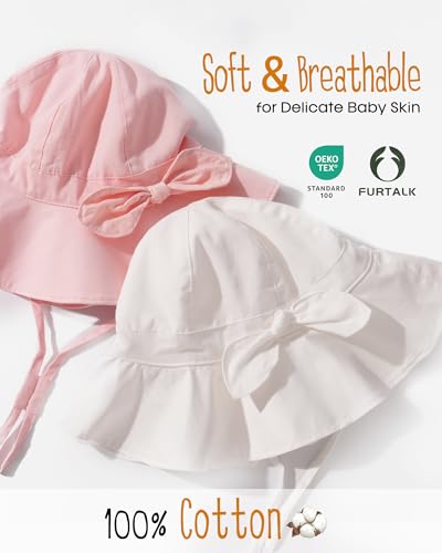 Image of FURTALK Baby Sun Hat Toddler Beach Hats with UPF 50+ Sun Protection Wide Brim Girls Bucket Hat