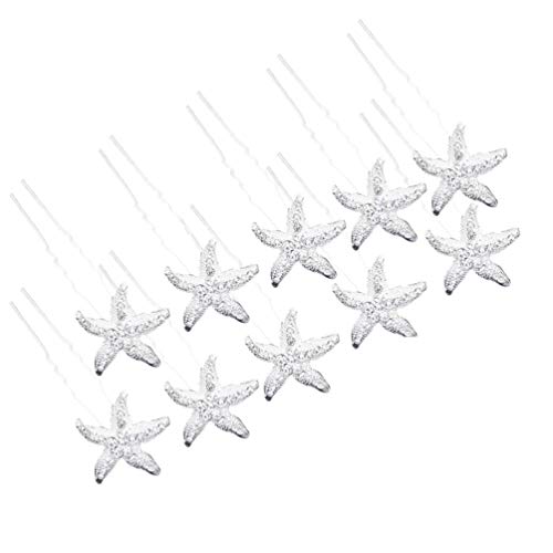 Frcolor 10pcs Bridal Crystal Rhinestones Hairpin Star Fish Hair Pin Clip for Wedding Hair Jewelry Decoration