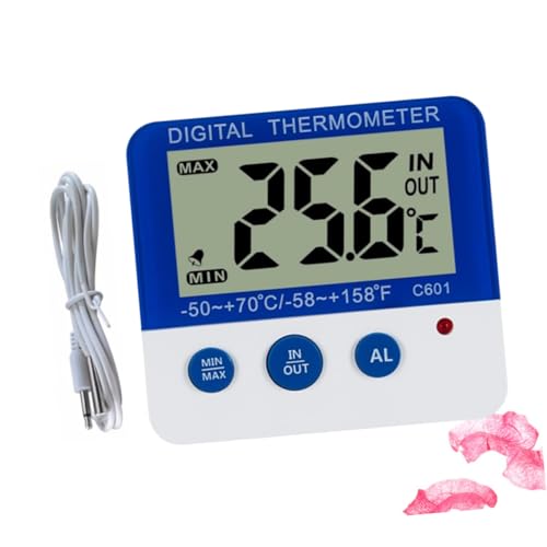 Unomor 1pc Indoor and Outdoor Thermometer Temperature Alarm Digital Display for Kitchen Refrigerator and Freezer Use and White