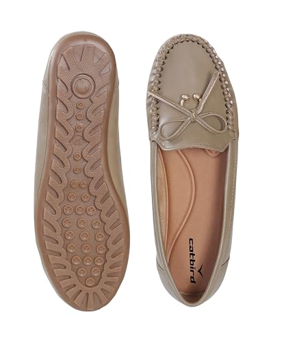 Image of CatBird Women's Slip-On Loafers | Cushioned Comfort Flats with Bow & Metal Detail | Lightweight Office & Casual Shoes | Anti-Slip Sole