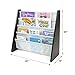 Humble Crew 4-Tier Kids Bookshelf, Espresso Wood/White - Premium Book Shelf for Kids Rooms with Four Deep Pockets - Toddler Sling Book Rack with Deep Sleeves, Nursery Bookcase Organizer
