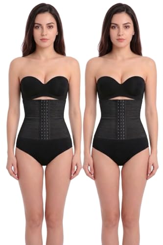 Image of Tummy Tucker Belt for Women | Instant Tummy Control, Belly Fat Reduction & Slim Waist Shaper | Postpartum Belt After Delivery | Back Support Corset | Black & Cream | 32-40
