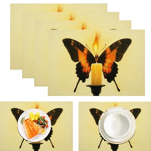 Set de 8 sets de table papillon orange lavables 45x30 cm - 3