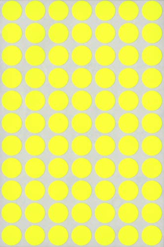 Étiquettes rondes MACO jaune fluo de 1/5,1 cm de diamètre pour code couleur en boîte de 800 pièces