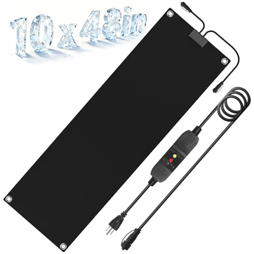 HETFOENT 10x48in Heated Snow Melting Mats,No-Slip Rubber Heated Outdoor Mats,Snow and Ice Melting...