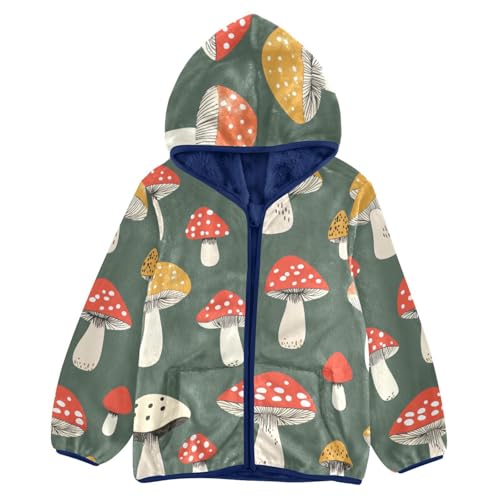 Mushroom Girls Fleece Jacket Girls Fall Jacket Girls Zip Up Hoodie Girls Sherpa Jacket 2-10T