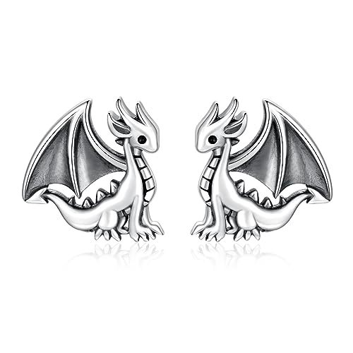 925 Sterling Silver Dragon Highland Cow Axolotl Horse Penguin Fox Manatee Pig Bunny Earrings Stud Hypoallergenic Cute Animal Jewelry Gifts for Women