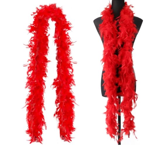 DOKRIN Boas para disfraces 1 boa de plumas, plumas rojas, años 20, chica frívola, carnaval, Navidad, baile de máscaras