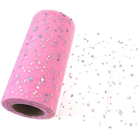 Tulle Roll Glitter Sequin Spool Tutu Wedding Christmas Party Birthday Decoration Gift Craft Supplies (Pink) Cover