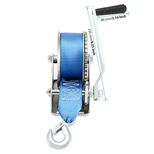 Winche manual JEUIHAU 1200 lbs con correa azul 23 pies miniatura 2