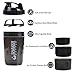 VIGIND Protein Shaker Bottle,Sports Water Bottle,Leak Proof Shake Bottle For Protein Mixer- Non Slip 3 Layer Twist Off 3oz Cups with Pill Tray - Protein Powder 16 oz Shake Cup with Storage,Black
