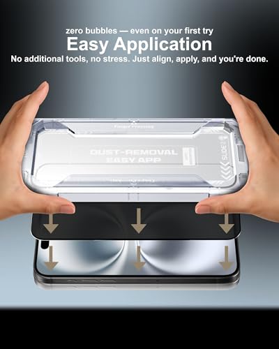Image of Affix 2 Pack for Privacy iPhone 16 Plus and iPhone 15 Plus Full Coverage Tempered Glass, Screen Protector Guard with Easy Fix Installation Tool, 9H Hardness Shatterproof, HD Clear Scratch Resistant
