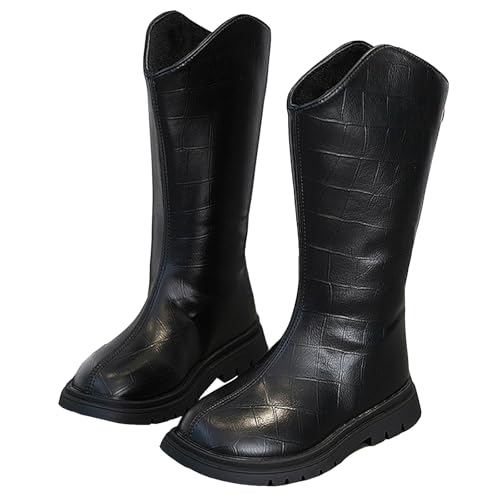 Girls Cute Zip-up Knee High Boots Warm Fur-Lined Snow Boots Costume Ridding Long Boots2